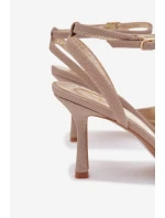 Dámské sandály na jehlovém podpatku třpytivé zlaté Brisora