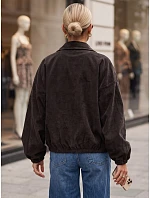 Dámská krátká přechodová bunda z manšestru, hnědá, FashionStreet TY6053 Dámská krátká přechodová bunda z manšestru, hnědá, FashionStreet TY6053