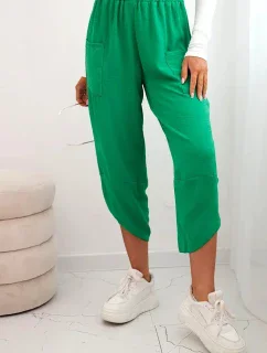 Kalhoty se širokými nohavicemi a kapsami zelený