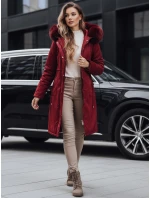 Dámská zimní bunda parka s kožešinou vínová FashionStreet TY5114