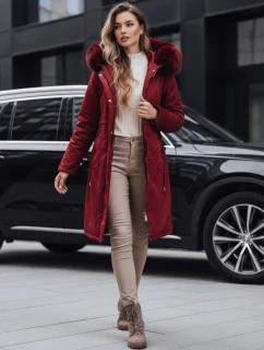 Dámská zimní bunda parka s kožešinou vínová FashionStreet TY5114