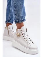 Dámské vysoké tenisky na zip Lemar bílé Katerin
