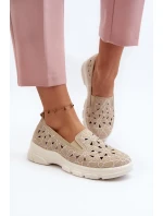 Béžové dámské prolamované boty Emilei