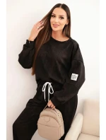 Dámská oversize souprava z viskózy s efektem praní černá