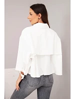 Dámská jarní bavlněná bunda zapínaná na knoflíky s límcem ecru