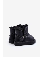 Dětské ekologické kožené sněhule s popruhem černé Orinor