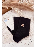 Teplé dámské ponožky s vlnou Medvěd Černé Teplé dámské ponožky s vlnou Medvěd Černé
