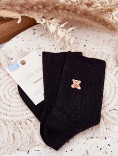 Teplé dámské ponožky s vlnou Medvěd Černé
