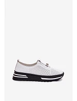 Dámské nazouvací polobotky z pravé kůže S.Barski LR61-7092 Bílá Dámské nazouvací polobotky z pravé kůže S.Barski LR61-7092 Bílá