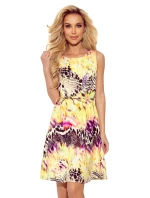 296-8 VICTORIA Trapézové šaty - žlutý leopardí potisk