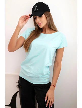 Dámská bavlněná basic blůza s krátkým rukávem mátová