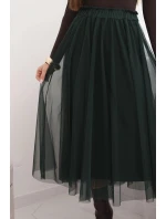 Sukně midi tylová dámská s podšívkou viskóza zelená