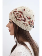 Dámská zimní čepice s barevnými vzory a silným nápletem K353 béžová