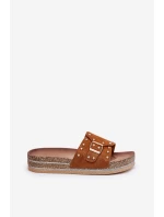 Dámské Pantofle Na Platformě S Přezkou A Hřebíky Camel Nusithia