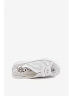 Kožené dámské sandály s ozdobným detailem bílé Deliva