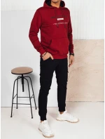 Pánská mikina s potiskem bordó FashionStreet BX5707 Pánská mikina s potiskem bordó FashionStreet BX5707