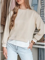 LUZZIO dámská oversize mikina světle béžová FashionStreet BY1384