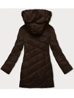 Tmavě hnědá dámská zimní bunda s kapucí (H-898-23)