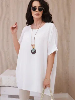 Oversized halenka s přívěskem ecru