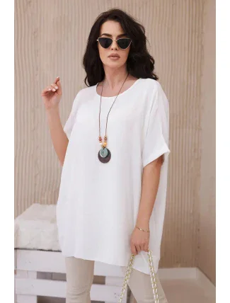 Oversized halenka s přívěskem ecru