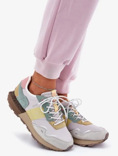 Dámské semišové tenisky Big Star HI-POLY SYSTEM – šedo-žluté