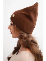 Dámská čepice z modalu a viskózy s ozdobným knoflíkem světle hnědá