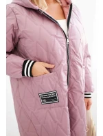 Dámská bunda Plus Size prošívaná s kapucí a sportovními manžetami tmavě růžová Dámská bunda Plus Size prošívaná s kapucí a sportovními manžetami tmavě růžová