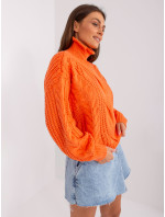 Oranžový oversize svetr s kabely