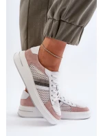 Dámské kožené tenisky bílé a růžové D&A Dámské kožené tenisky bílé a růžové D&A
