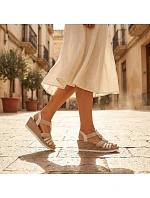 Dámské sandály espadrille pohodlné béžové Rieker 619B2-60 Dámské sandály espadrille pohodlné béžové Rieker 619B2-60