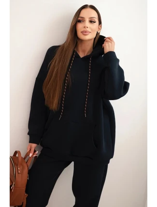 Dámská tepláková souprava zateplená z bavlny s kapucí granátová