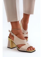 Dámské sandály na podpatku béžové D&A MR38-153 Dámské sandály na podpatku béžové D&A MR38-153