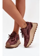 Kožené dámské tenisky  na platformě Big Star HI-POLY SYSTEM – bordó