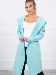 Dlouhý kabát s kapucí mátový