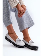 Dámské kozačky z kůže na platformě S.Barski LR400 bílé