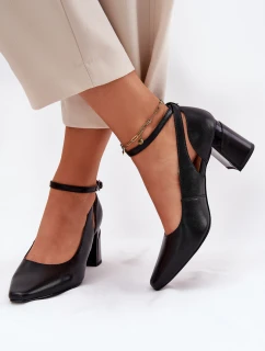 Kožené Lodičky Na Podpatku Maciejka K6816-01 Černé