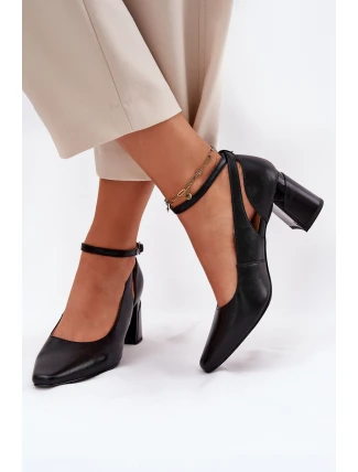 Kožené Lodičky Na Podpatku Maciejka K6816-01 Černé