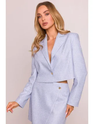 M853 Oříznuté sako - světle modré