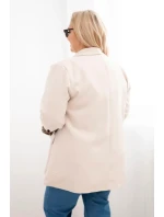 Dámská bunda Plus Size s podšívkou v leopardím vzoru béžová