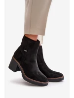 Dámské Botky Na Podpatku Zateplené Eko Semišové Černé Arkesia