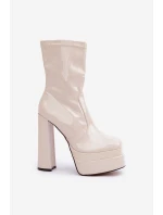 Lakované Boty Na Platformě A Vysokém Podpatku Béžové Lotisha