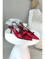 Lakované lodičky na podpatku s mašličkou bordó Olvena Lakované lodičky na podpatku s mašličkou bordó Olvena