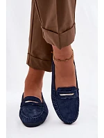 Dámské ploché mokasíny z pravé semišové kůže S.Barski LR61-7029 tmavě modré