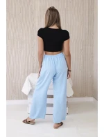 Dámské široké kalhoty 29400 Světle modrá - K-Fashion Dámské široké kalhoty 29400 Světle modrá - K-Fashion