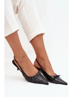 Lakované lodičky na jehle s mašlí Černé Olvena