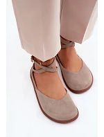 Semišové dámské baleríny Barefoot s pásky Zazoo 320 Cappuccino