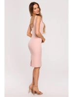 M667 Šaty Shaeth s ozdobným řetízkem na zádech - pudrové