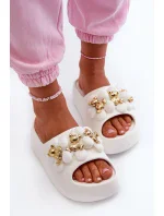 Dámské pěnové pantofle s ozdobami na silné podrážce, bílá Bremavia Dámské pěnové pantofle s ozdobami na silné podrážce, bílá Bremavia