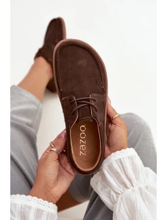 Dámské polobotky typu barefoot z přírodního semiše Zazoo – čokoládové