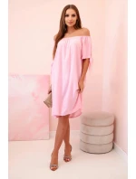 Dámské viskózové šaty 81785 cukrově růžové - Kesi
